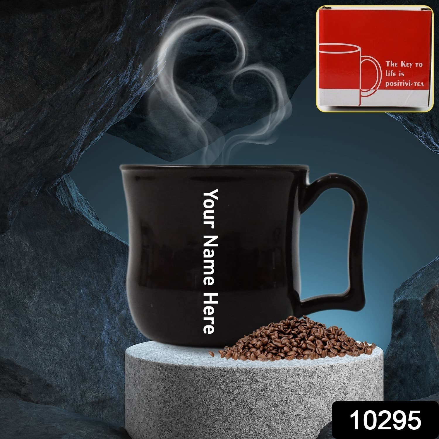 Customized Premium Plastic Coffee / Tea Cups / Mug with Handle (1 Pc / With Color Box / Black) — image 1