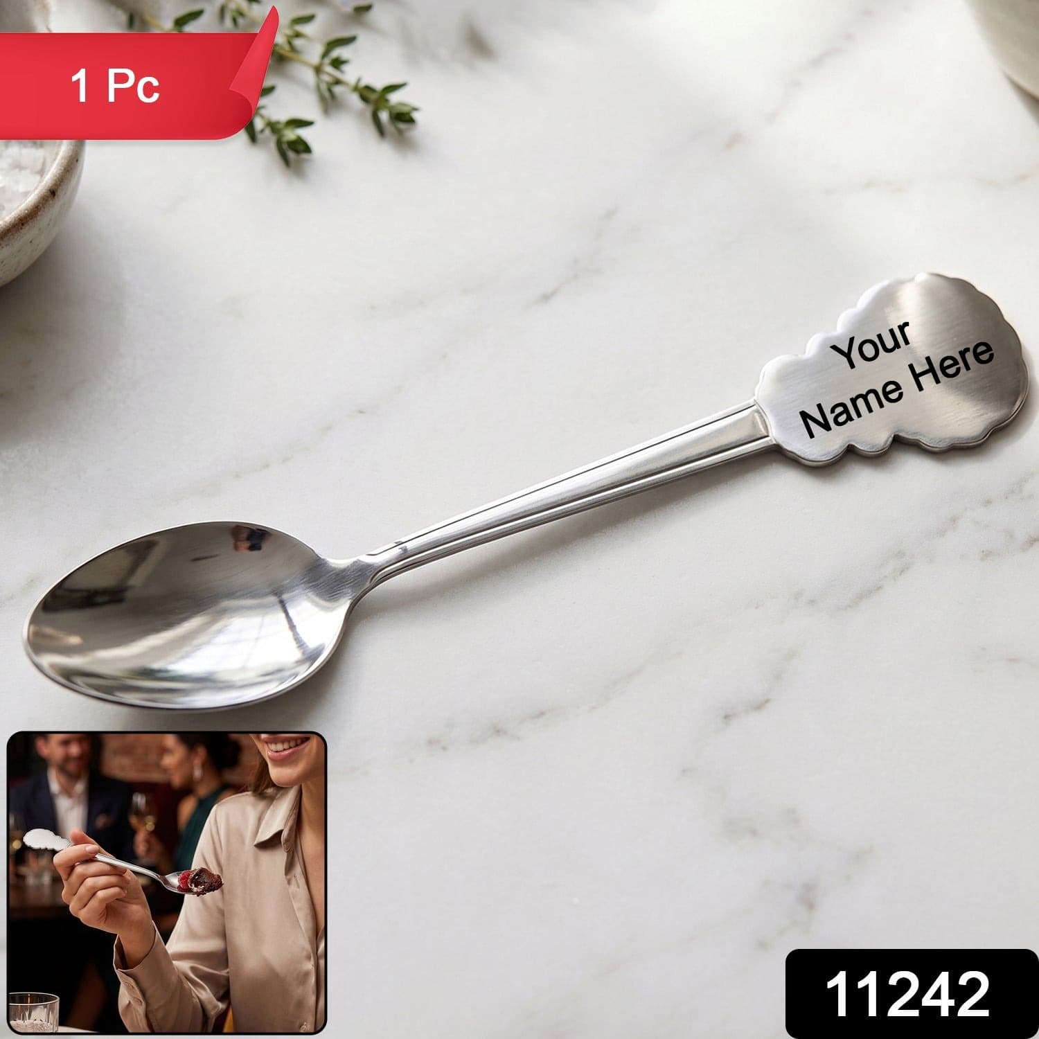Stainless Steel Dinner Spoon – Elegant Carved Handle for Daily Use