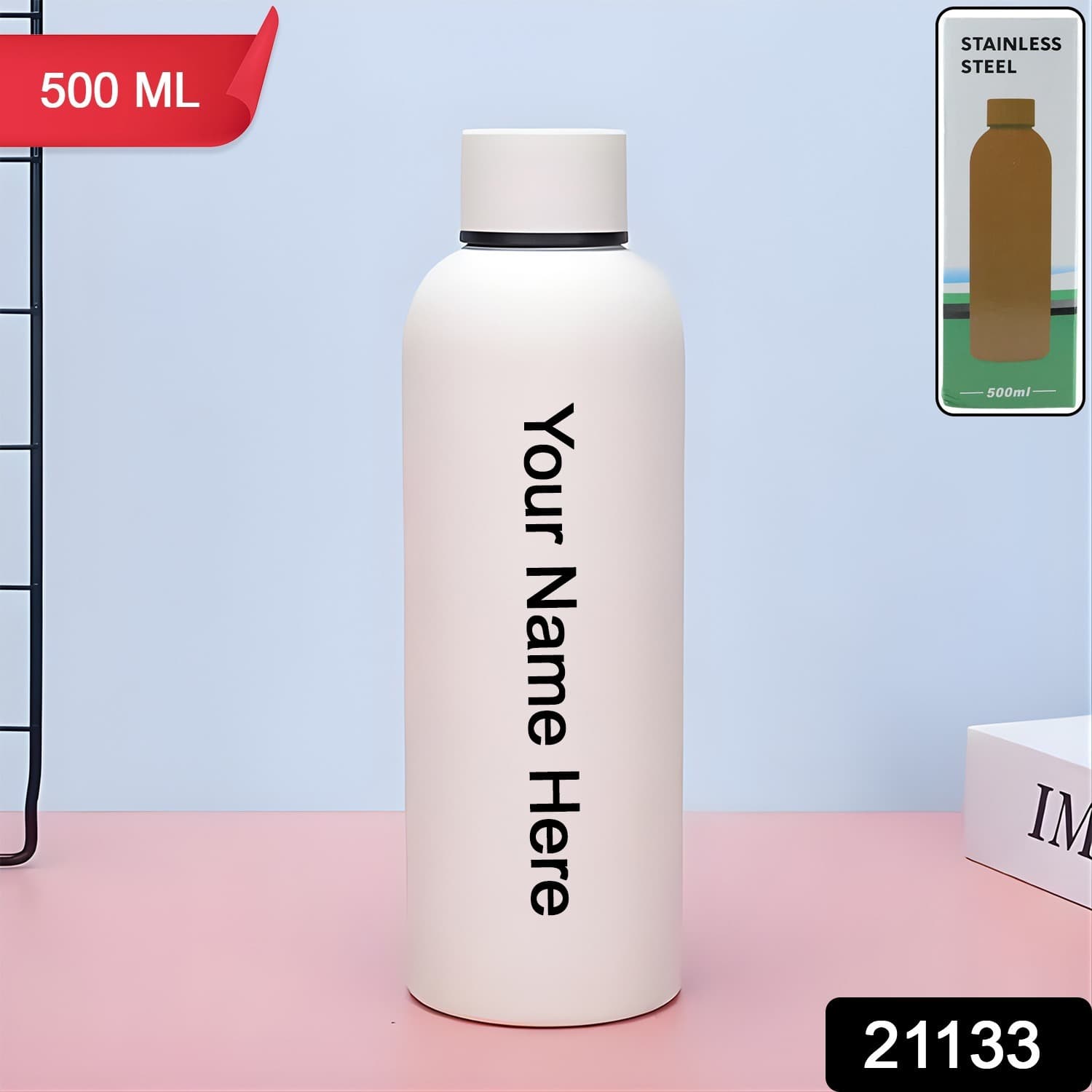 Customize Stainless Steel Double Wall Vacuum-Insulated Drink Water (White / 500 ML Approx) — image 1