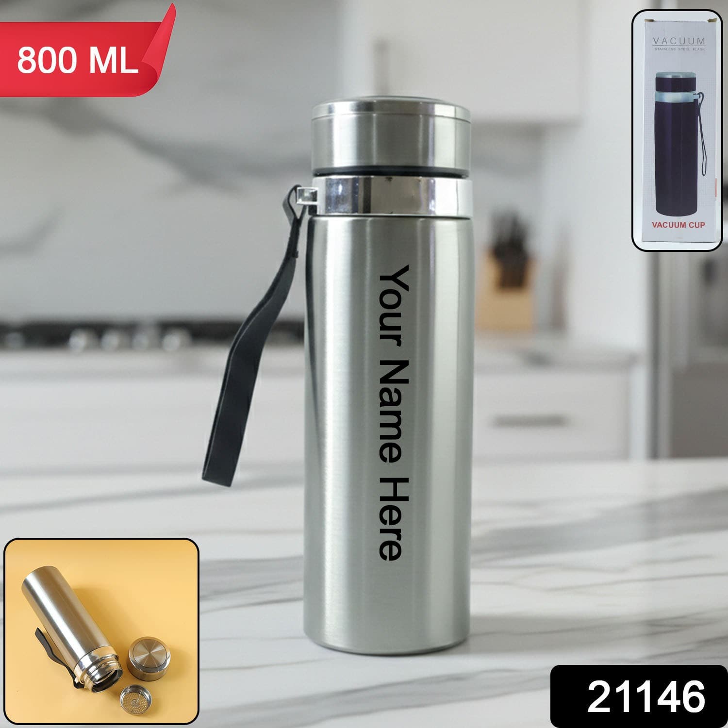 Customize Stainless Steel Vacuum Insulated Flask Bottle with Leakproof Lid (1 Pc, 800 ML) — image 1