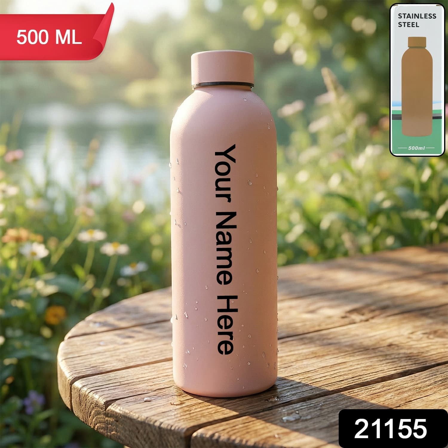Customize Stainless Steel Double Wall Vacuum-Insulated Drink Water (Pink / 500 ML Approx) — image 1