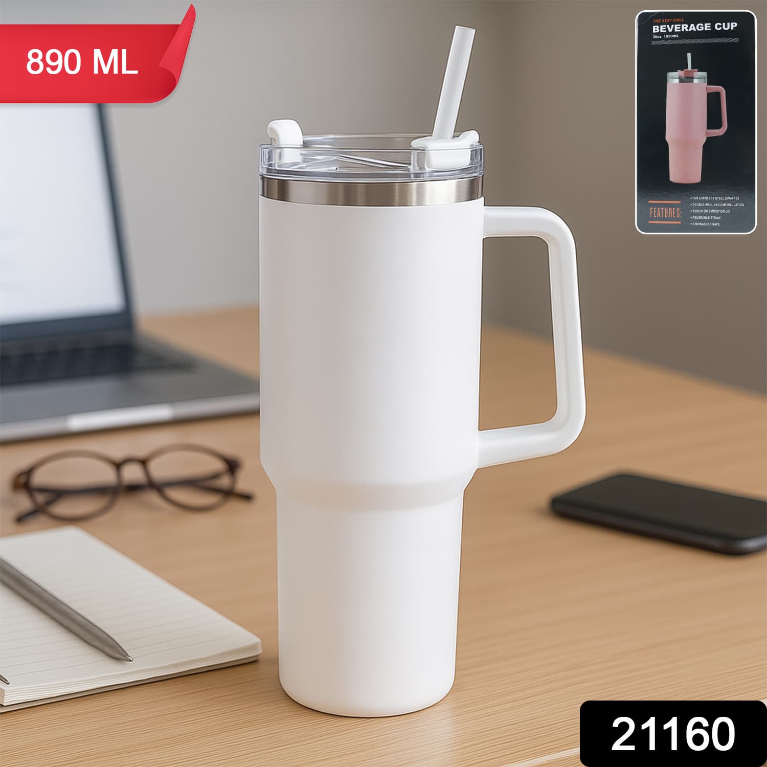 Cutomized Premium Stainless Steel Vacuum Insulated Travel Mug (890ML / 1 Pc) — image 1