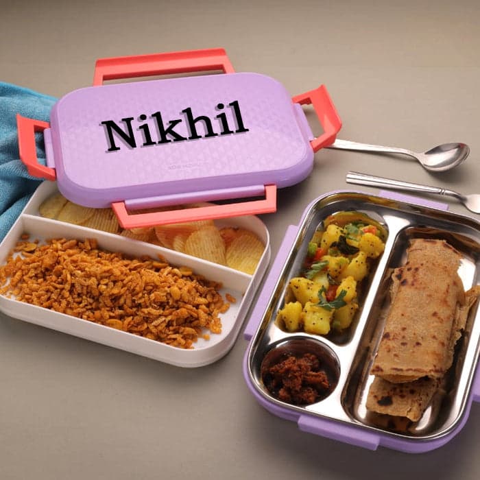 Customized Break Time Lunch Box Steel Plate Multi Compartment Lunch Box Carry To All Type lunch In Lunch Box & Premium Quality Lunch Box ideal For Office , School Kids & Travelling Ideal — image 1