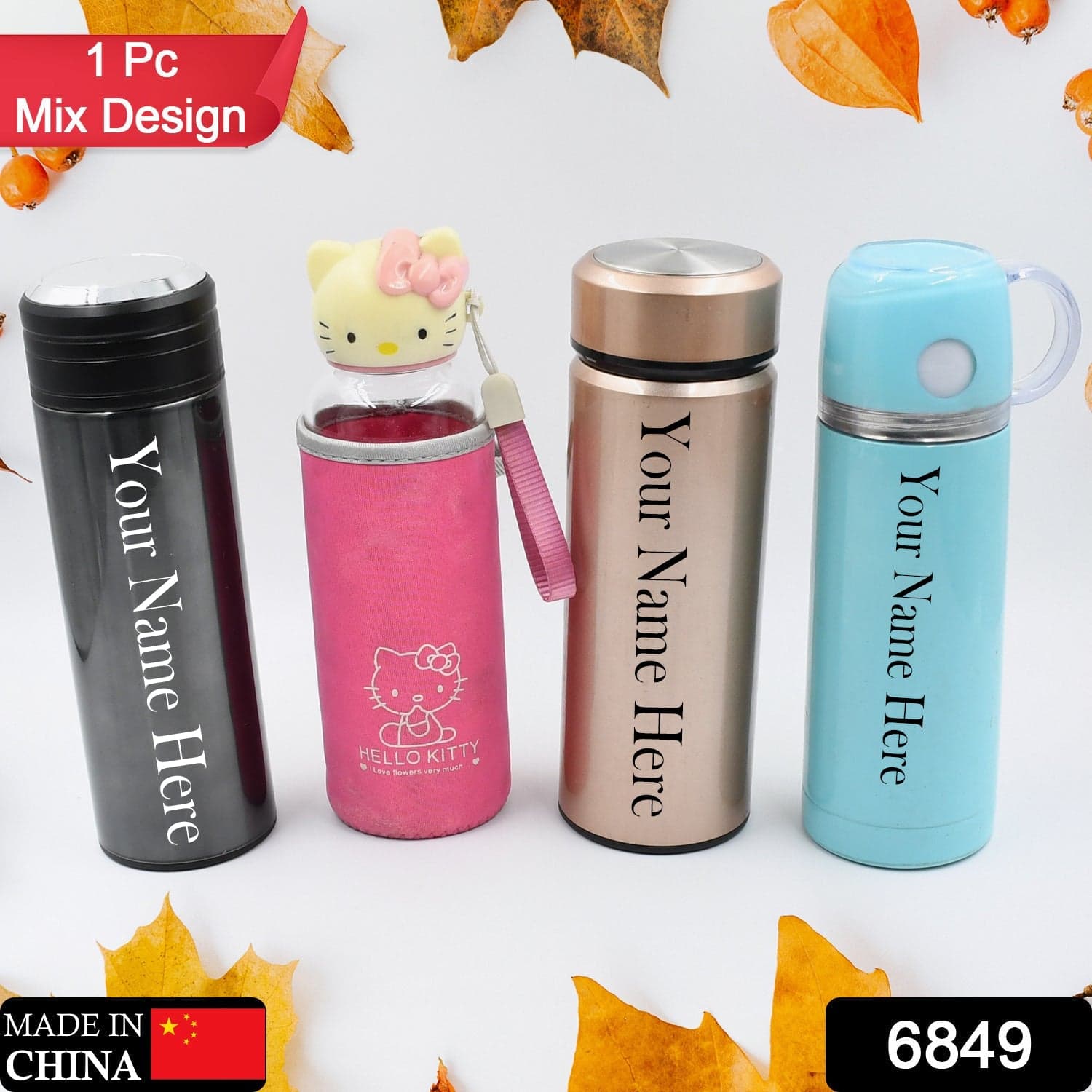 Customize Mix Size and Design Stainless Steel Vacuum Bottle with Cup Lid – Thermos for Hot & Cold Drinks or Food-Thermos for Travel (1pc) — image 1