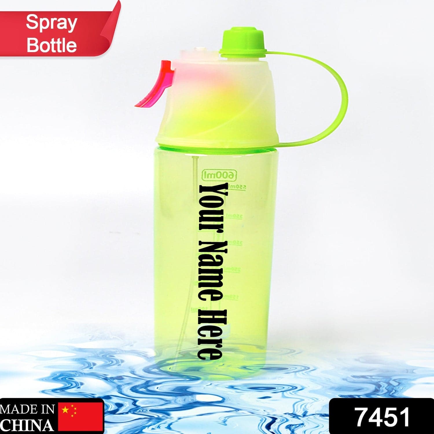 Customize Spray Water Bottle for Drinking Sports Water Bottle Cycling BPA Free 600ml for Gym Cycling Running Yoga Climbing Hiking Mountaineering — image 1