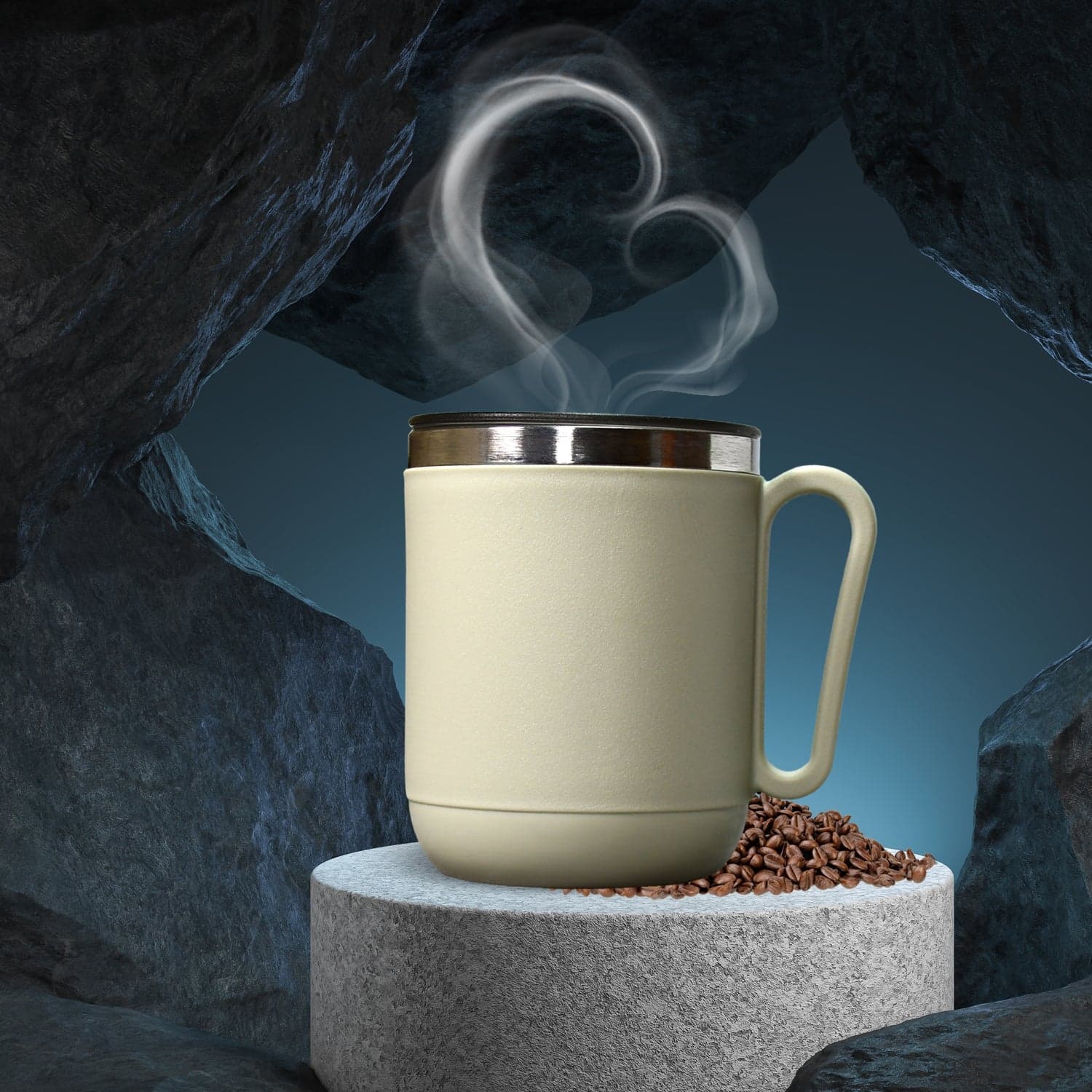Customize Ganesh Premium Stainless Steel Coffee Mug with heat resistant mug lid. Approx 400Ml mug — image 1