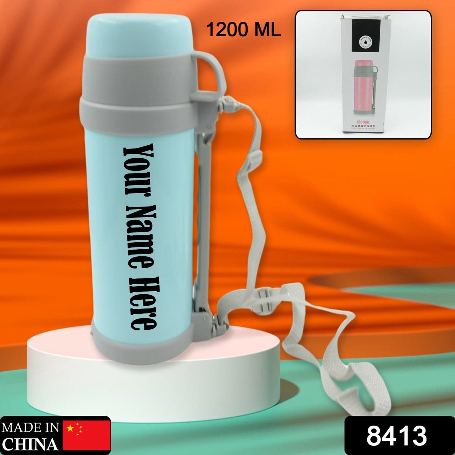 Customize Stainless Steel Insulation Thermos, Double-Wall Vacuum Insulated Water Bottle For Travel, Outdoor Fitness Portable Travel Pot, Camping Coffee, Portable Car, Travel Keep Hot & Cold Large Capacity (1200 ML) — image 1