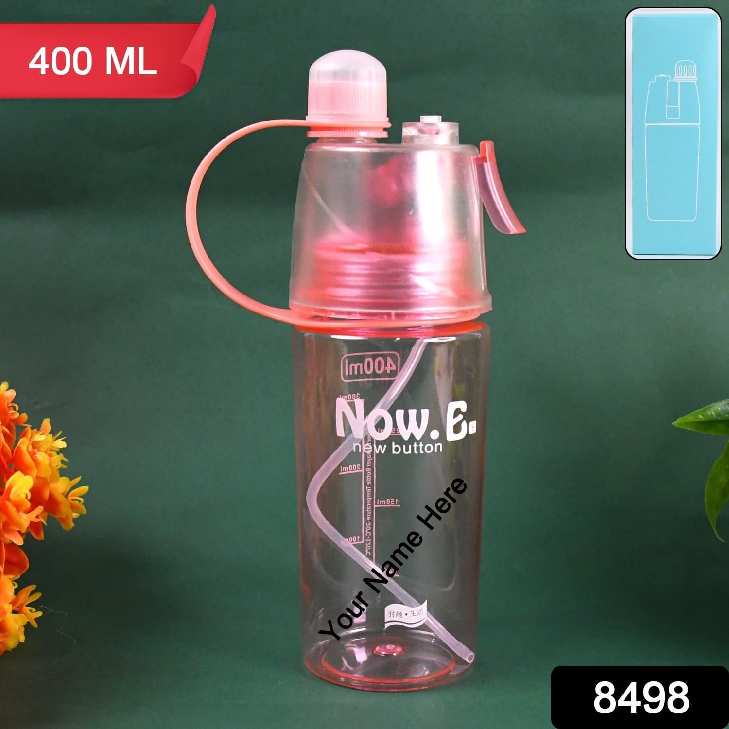 Customize Plastic 2 In 1 Mist Spray Water Bottle (Multicolor / 400 ML / 1 Pc) — image 1
