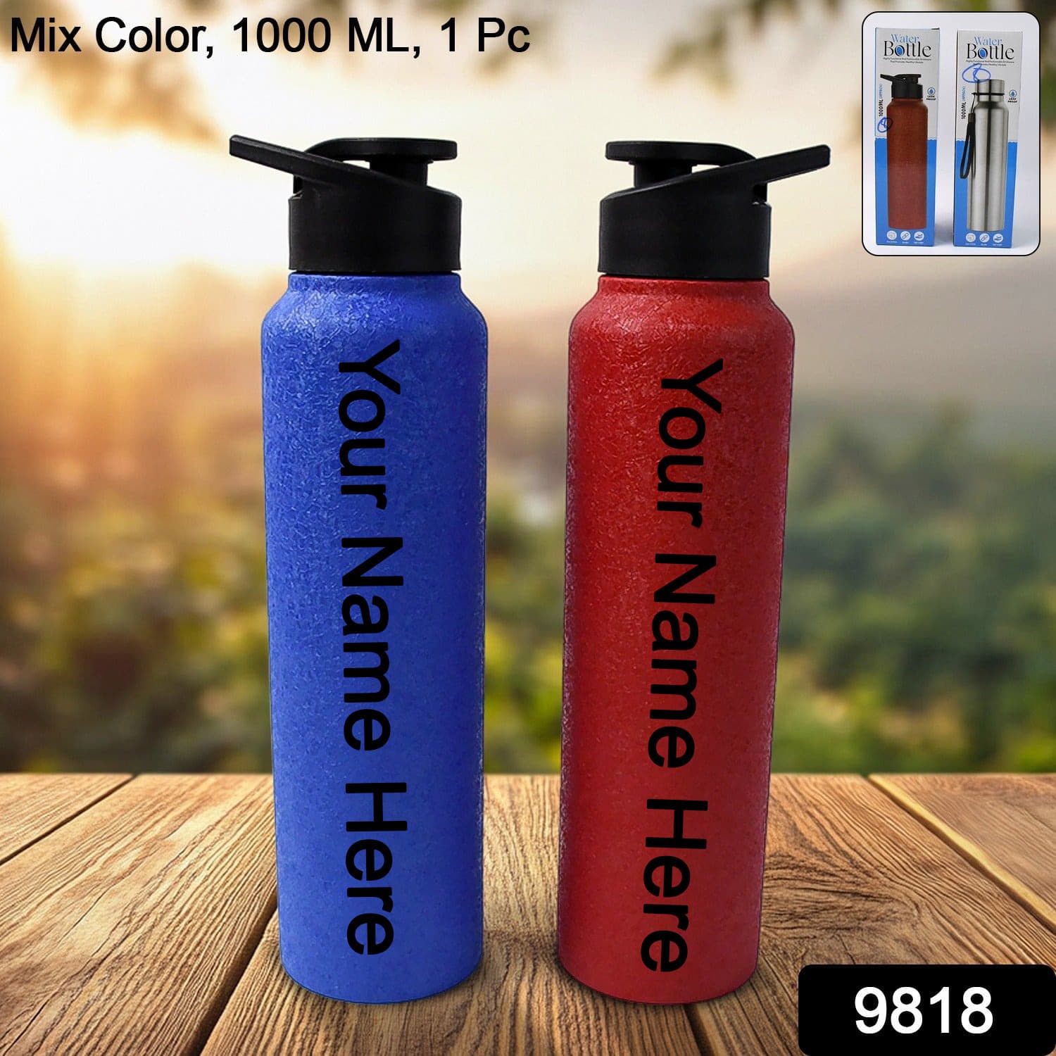 Customize Stainless Steel Water Bottle, Fridge Water Bottle (1000ML / Mix Colour / 1 Pc) — image 1